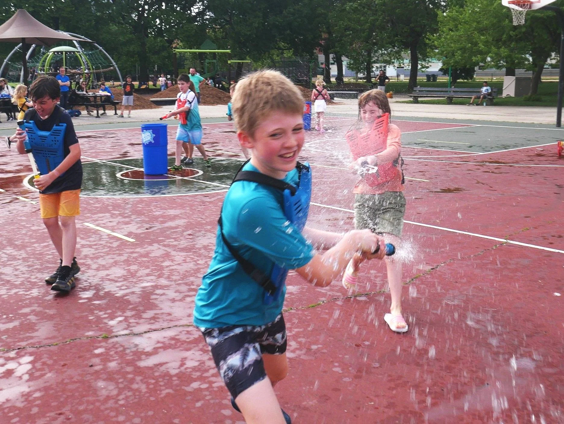 Kids playing Splash Clash water tag in Chicago