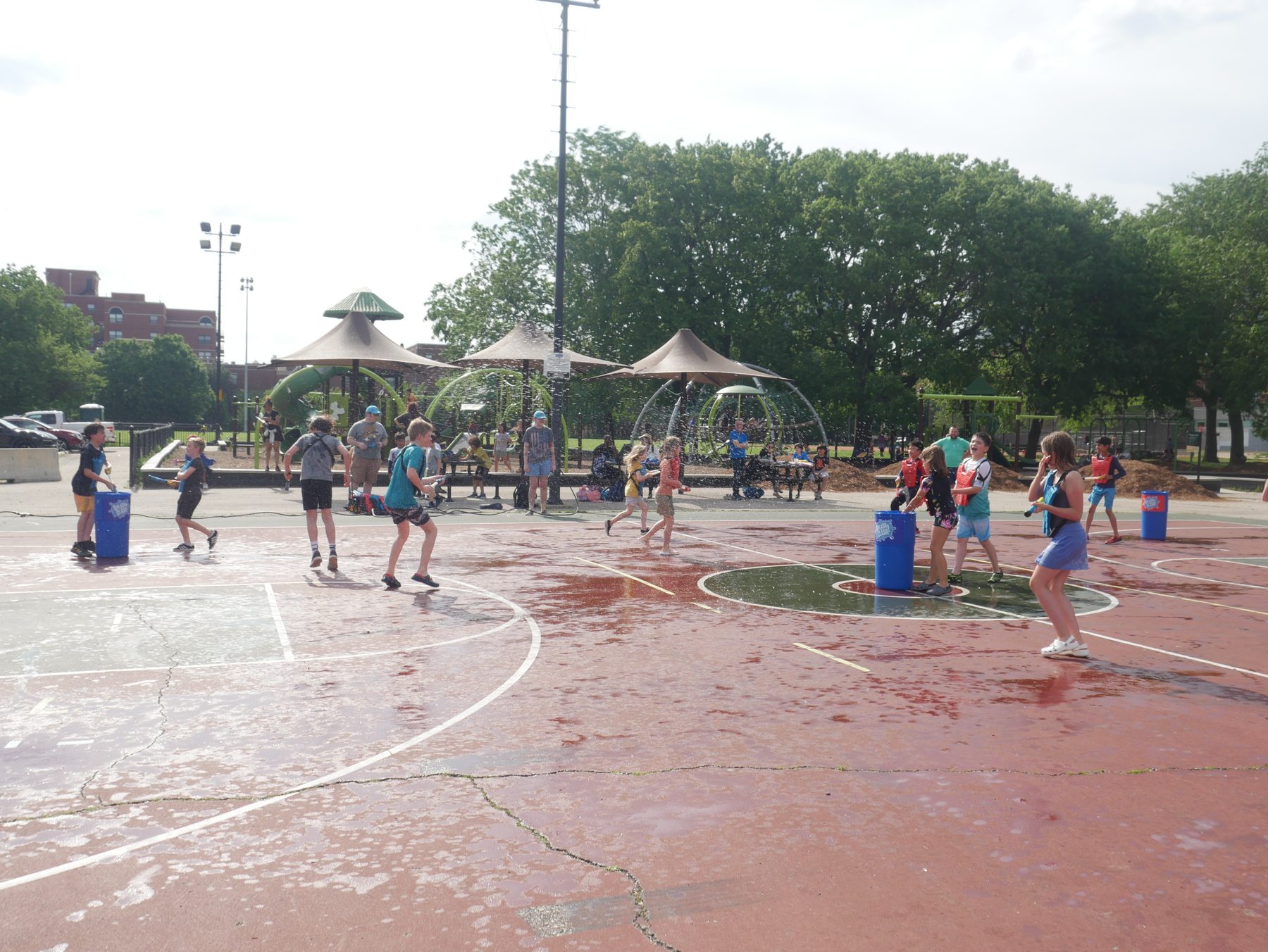 Splash Clash game zone set up on an outdoor court in Chicago
